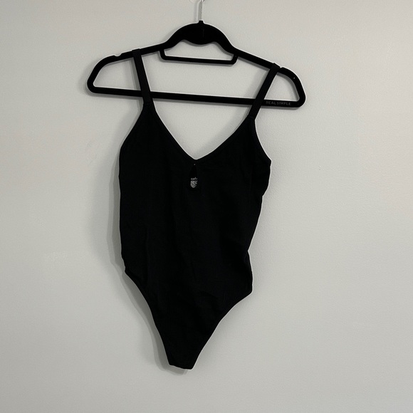 Colsie Black Women's Bodysuit With Keyhole Neckline - Picture 1 of 5